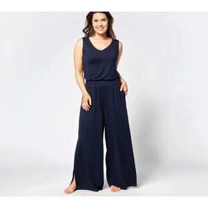 Bumblebella by Jill Martin Dreamy Jersey Jumpsuit Black Tall 1X A630333